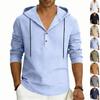 Men American Retro Casual Breathable Long Sleeve Hooded Shirt