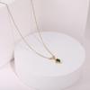 Emerald-Inlaid Zircon Stainless Steel Necklace, 18K Gold Plated, Retro INS Style, Light Luxury, Elegant Jewelry.