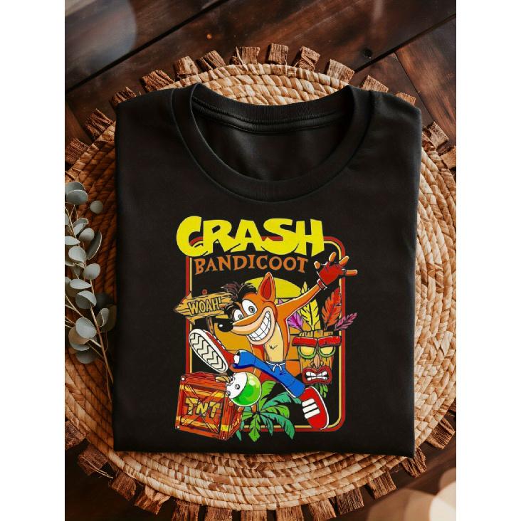 Vivace Bandicoot Crash Graphic T-Shirt - Soft Breathable Slim Fit Unisex Crew Neck Tee with Vibrant Bandicoot Crash Print, Stretch Fabric for S чёрный