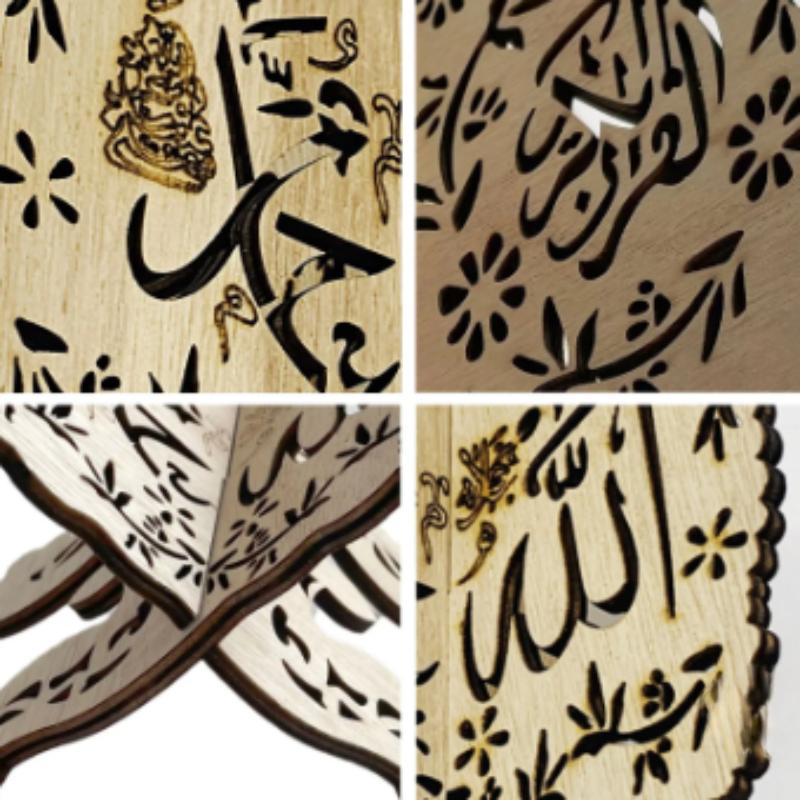 1 Pcs Wooden Quran Bookshelf Retro Family Decor Temple Classics Holder Crafts Reading Stands Must Have Desk Rack Bible Home
