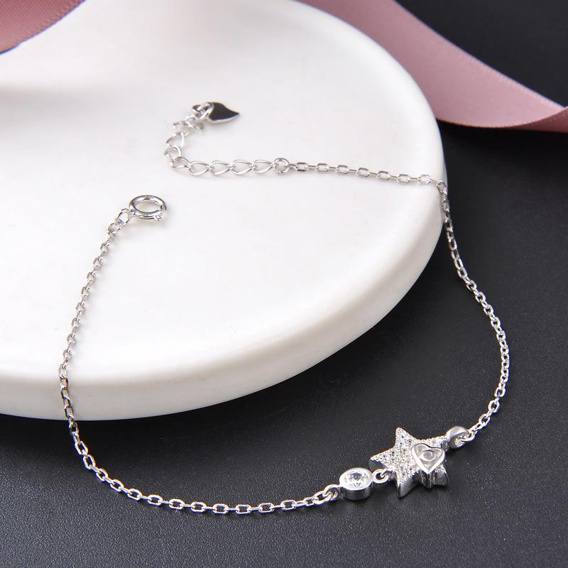 Lindon Dámské šperky Zirkon 925 Sterling Silver Geometrické korálky Řetízkový náramek Módní jemný svatební dárek pro přítelkyni