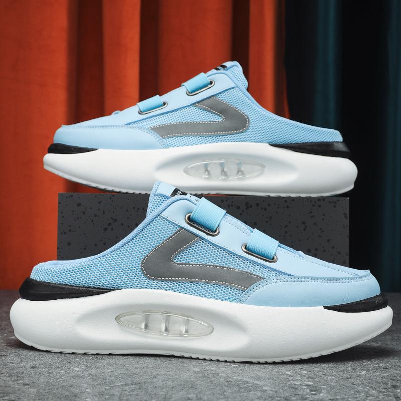 Fashion 2024 Summer New Fashionable Baotou Half Slippers Comfortable Breathable Mesh Shoes Fashionable Thick Bottom Half Slippers