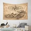 "Vintage Nautical Compass and Anchor Design" Pattern Wall Hanging Tapestry Decorative Tapestry Home Decor for Bedroom and Living Room