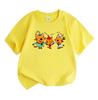 Toddler Boys Girls 100% Cotton O-neck Short Sleeve T-Shirt, Cute Orange Cartoon Cats Singing Pattern Casual Soft Breathable Tee for Kids Daily Wear Ho
