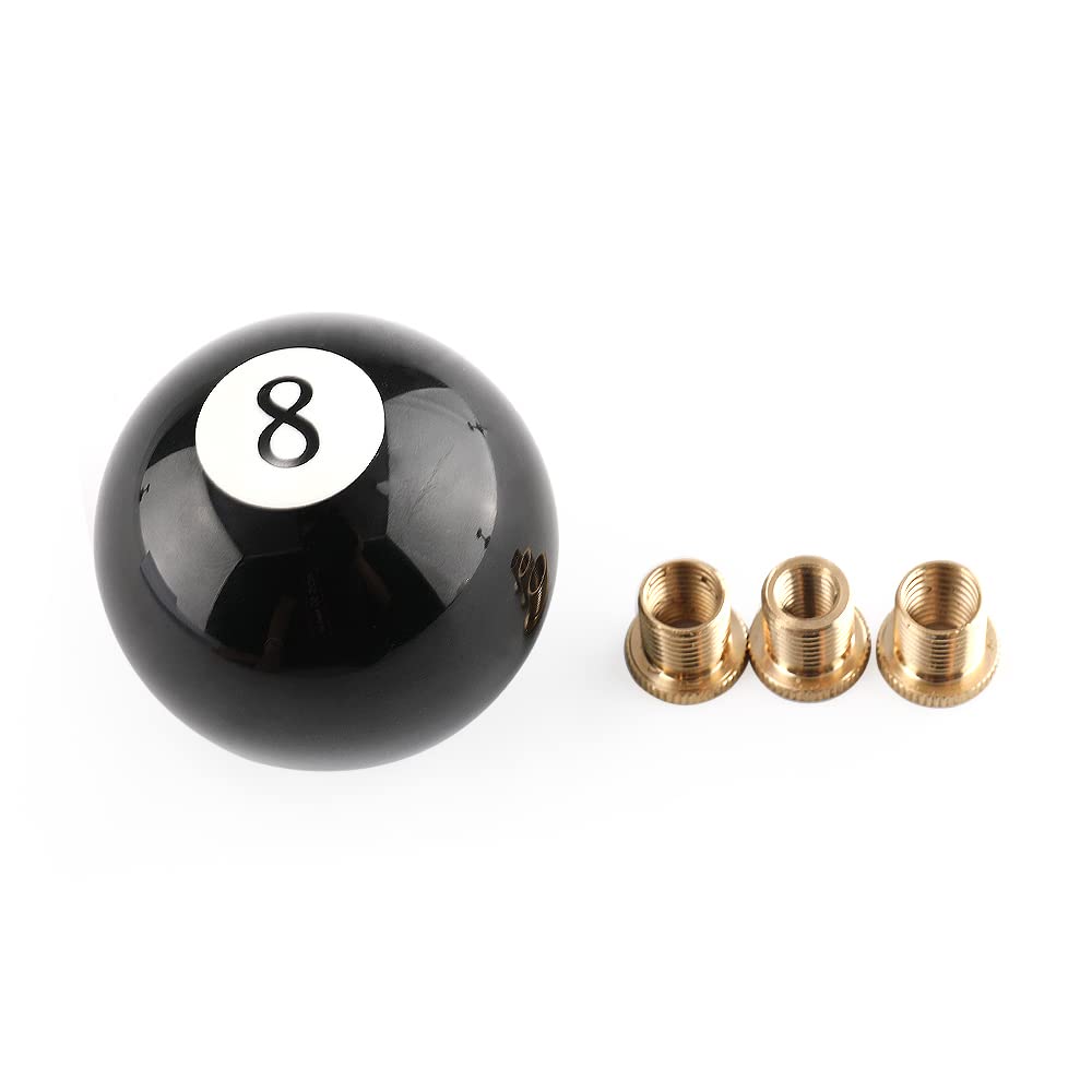 Frezon Billiard Ball Gear Shifter Universal No.8 Round Shift Knob with 3 Adapters, Black