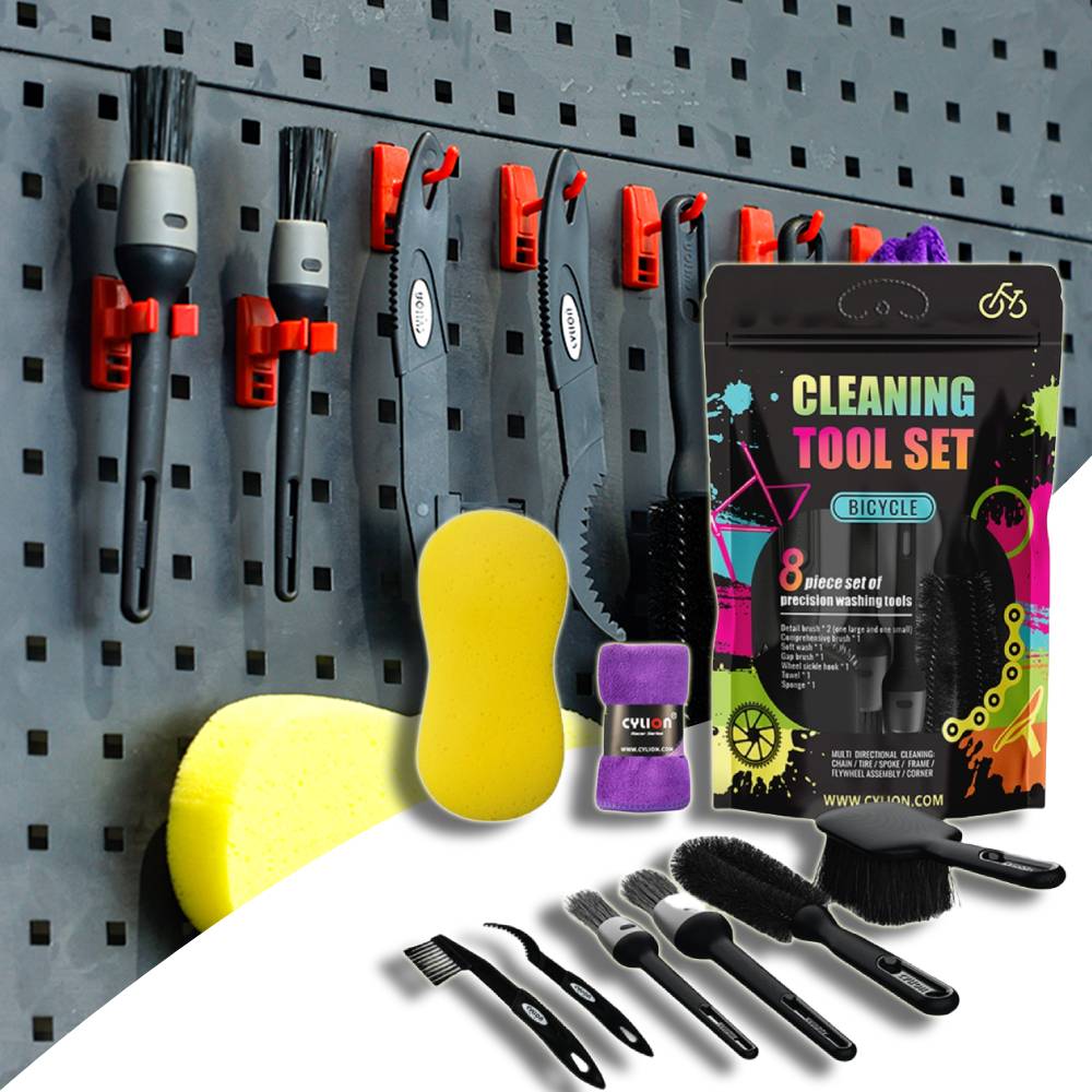 Bicycle Chain Cleaner Set 8PCS/Set Bike Chain Scrubber Wash Tool for Mountain & Road Bike Cleaning Kit Outdoor Accessories