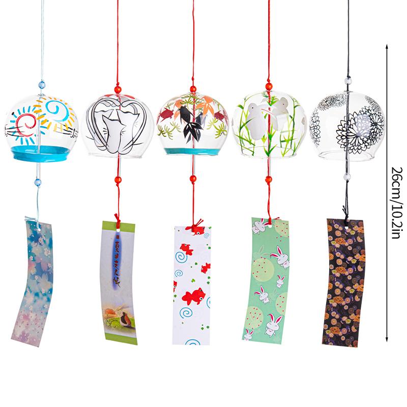 Japanese Sakura Glass Wind Chime Wind Bell Kawaii Room Decor Aesthetics Wind Campaigns Wall Decor Music Bell Sound Wind Spinner