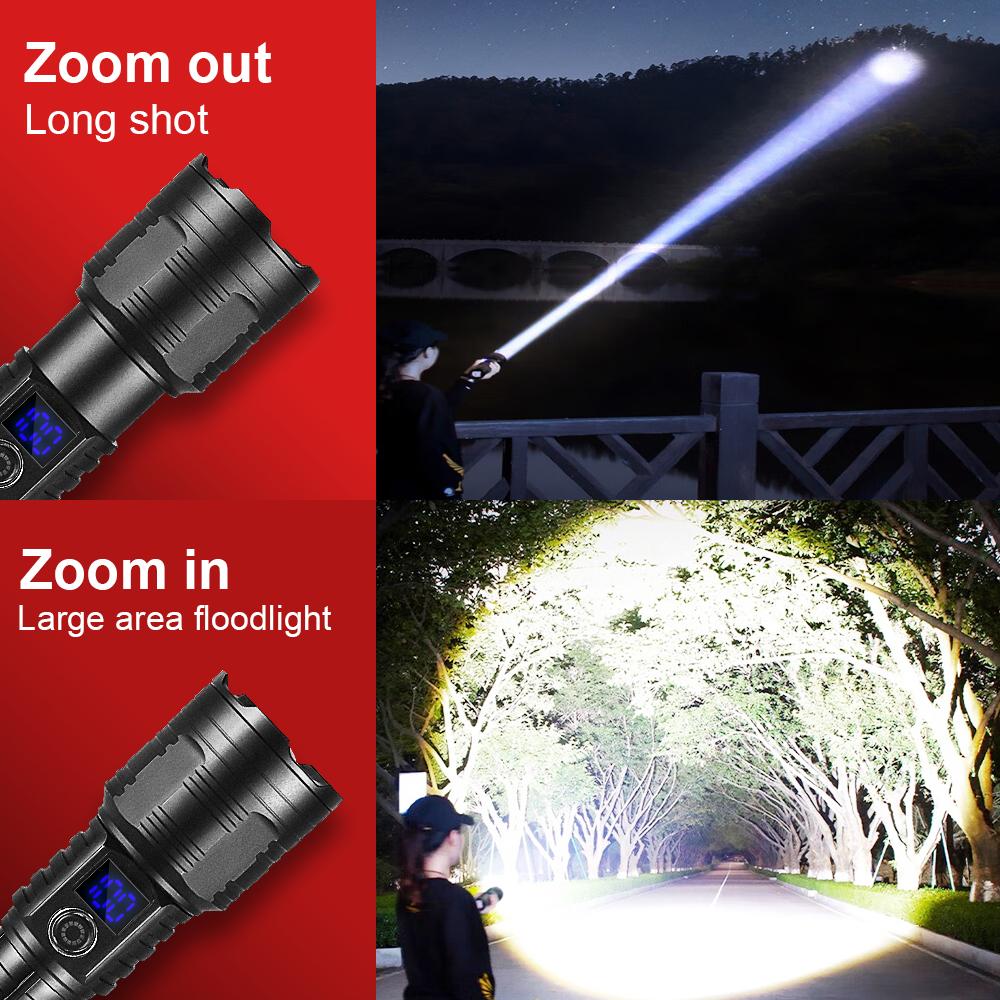 10000mAh High Power LED Flashlights Type-C Rechargeable LED Torch 1500M Ultra Powerful Flashlight Outdoor Lantern