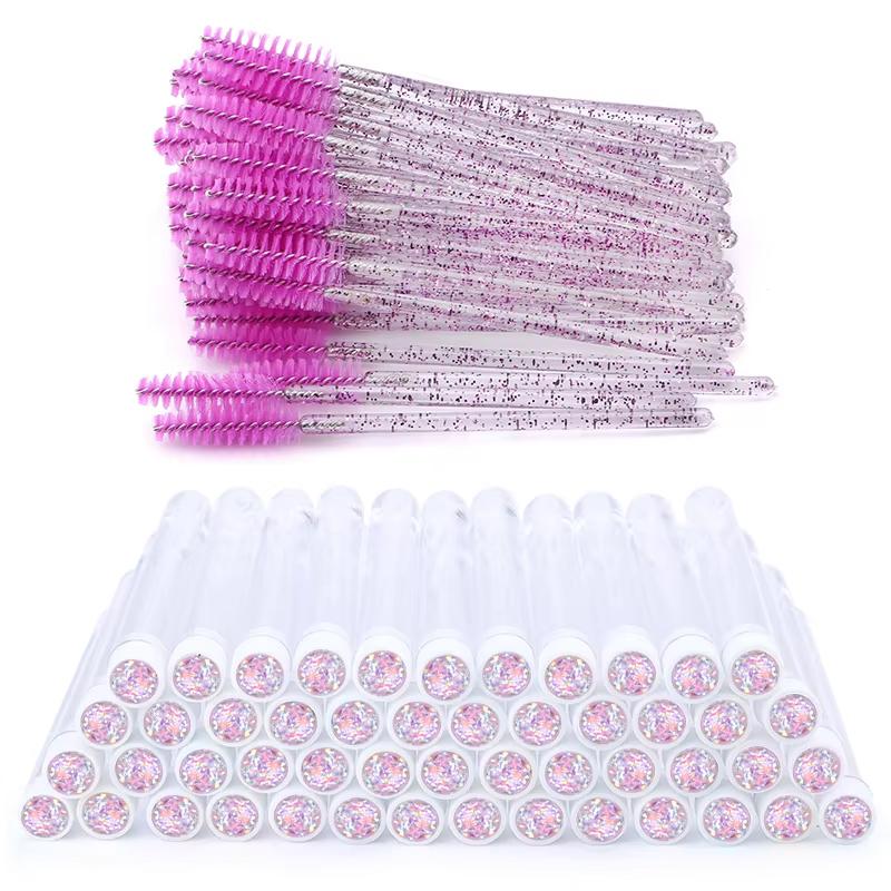100 Stück Diamant Augenbrauenbürstenröhrchen Leer Wiederverwendbar Wimpern Mascara Stäbchen Hülle Austauschbare Kristall Wimpernbürste Staubdicht Make-up Werkzeug