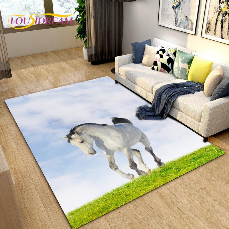 3D Animal Pentium Horse Area Rug,Carpet Rug for Living Room Children's Room Decoration,Kids Play Crawling Non-slip Floor Mat