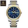 Men's Genuine Diamond-Inlaid Mechanical Watch – Trendy, Waterproof, Double Calendar, Luminous Quartz.