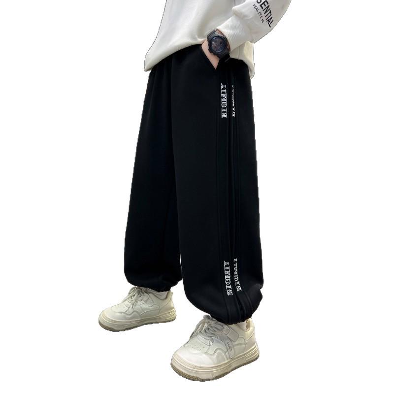 Boys' Thickened Plush Sweatpants - Autumn/Winter 2025 Collection: Casual and Sport Long Pants for Children