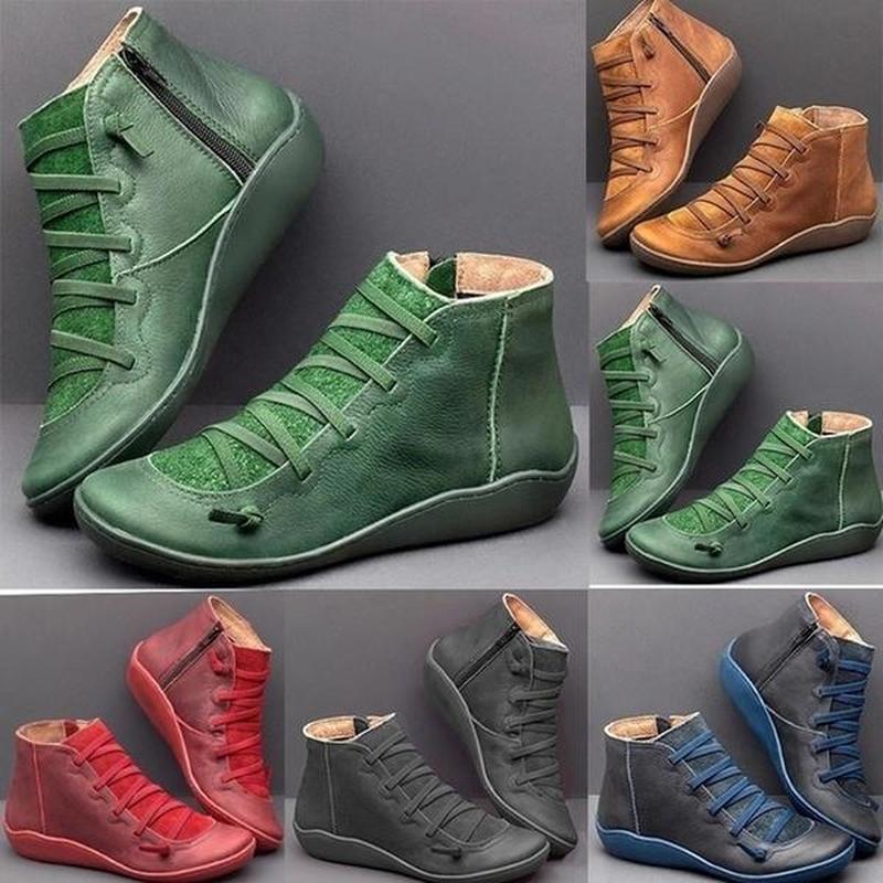 

Женщины Кожа Короткие сапоги Твердый цвет Плоский круглый нос лодыжки сапоги случайные бездельники скольжения на кроссовки