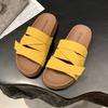 Fashion 2025 Summer New Women's Slip-On Sandals Thick Heel Heightening Casual Versatile Comfortable Beach Cool Slippers Rubber Bottom