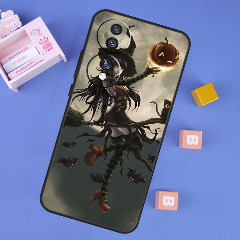 Halloween Witch Cat Case For Honor X9d X9a X9b X9c X8a X8b X8c 200 400 Pro 50 70 90 Magic 7 Lite 5 6 8 Pro Cover