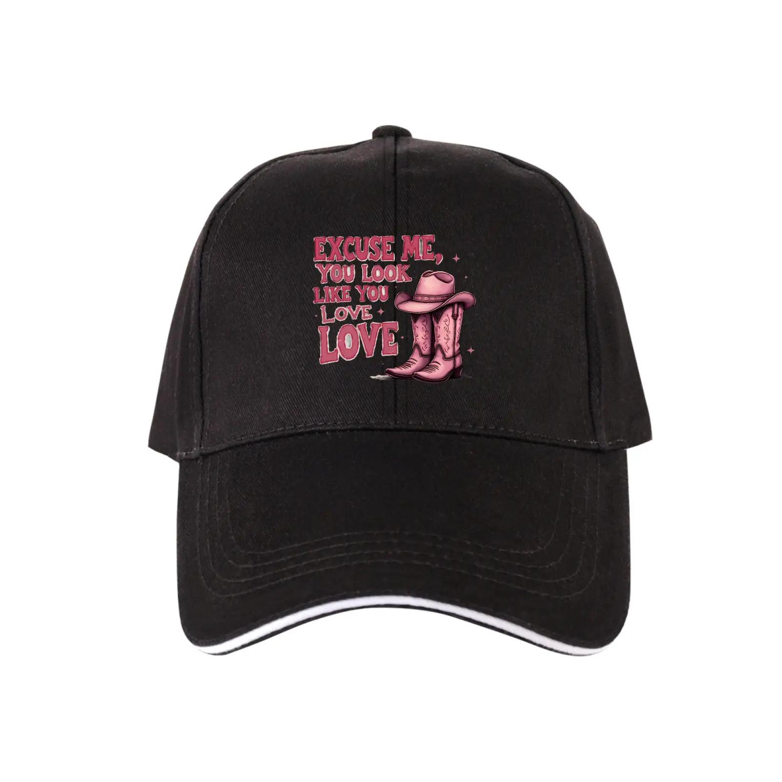 Cowboy Boots Slogan Excuse Me You Look Like You Love Baseball Cap Adjustable Polyester Casual Sports Hat One Size
