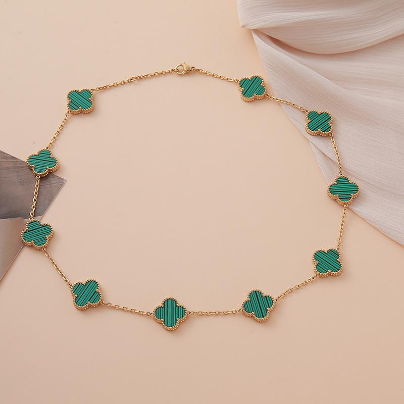 Collar de Trébol de Cuatro Hojas de 15 mm Joyería de Acero de Titanio Cadena para Suéter