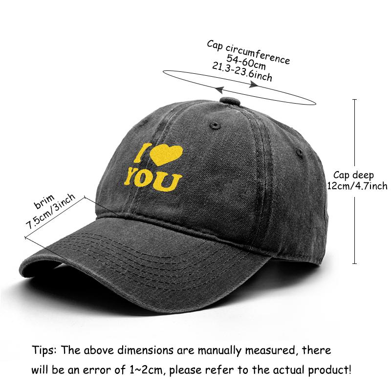 Golden "I LOVE YOU" Print Snapback Sun Hat, Valentine's Day Trucker Hat Hip Hop Curved Brim Sunshade Sun Visor Adjustable Baseball Cap