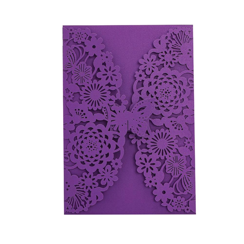 50pcs Flower 3D Invitation Card Hollow Out Butterfly Greeting Card  Festival Celebration