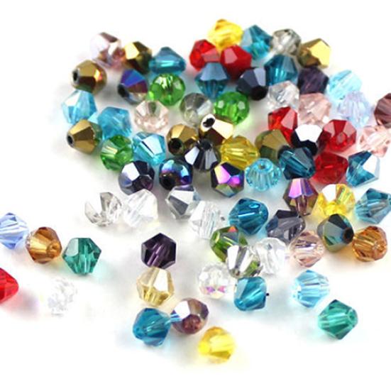 100/135Pcs Bicone Faceted Crastal Rhinestone Loose Spacer Beads Jewelry Making 4mm