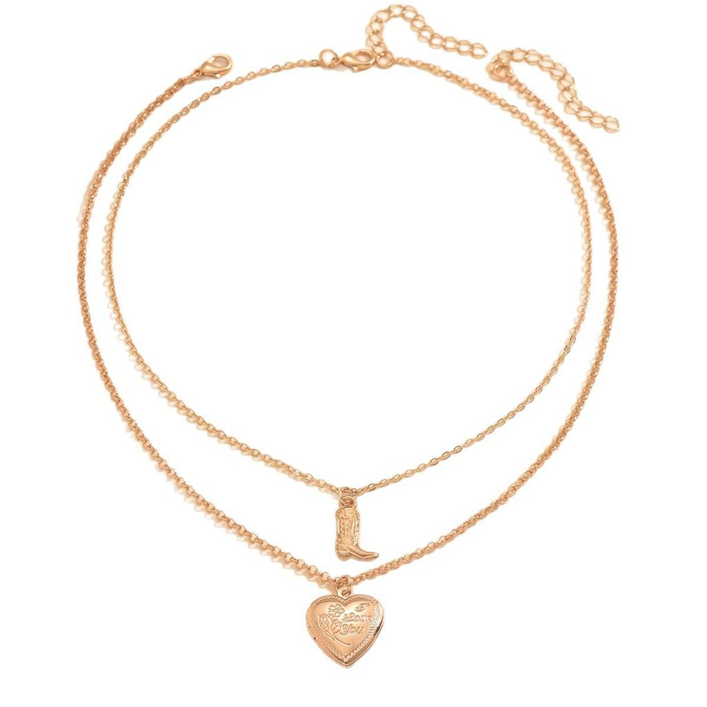 European & American Alloy Heart Pendant Photo Frame Necklace - Versatile Clavicle Chain Jewelry