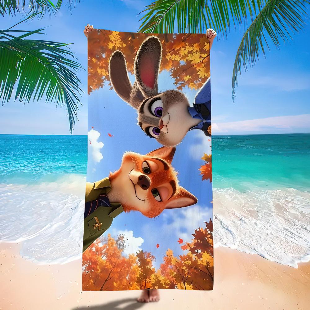 Zootopia Beach Towel Microfiber Bath Towel Kids Cartoon Week Judy Nick Quick Dry Towel