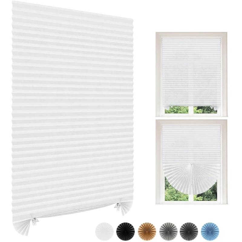 Pleated Window Blinds Temporary Window Shades Cordless Light Filtering Pleated Paper Shades Room Darkening Blind for Home Office