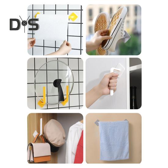 3Pcs Wall Hook Strong Load-Bearing Waterproof L-Shaped Traceless Hanger Traceless Bathroom Kitchen Hook