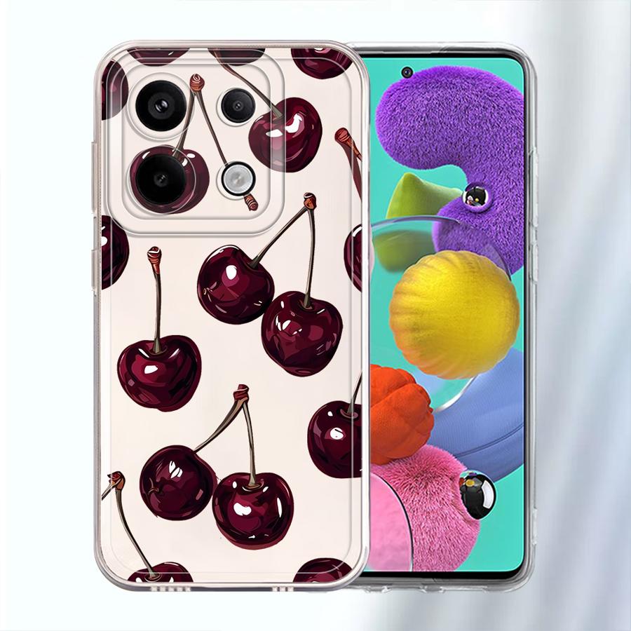 

Мягкий чехол для телефона с рисунком вишни для Xiaomi Redmi Note 14 Pro Plus 12 13C 14C 10S 11 11S 9 10 12S Note 13 A4 Redmi Note 12 Pro 4G