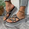 Frauen Sommer Dicken Sohlen Hausschuhe Mode Kristalle Freizeit Plattform Maultiere Hausschuhe Neue Weibliche Outdoor Elegante Dicke Sohle Schuhe
