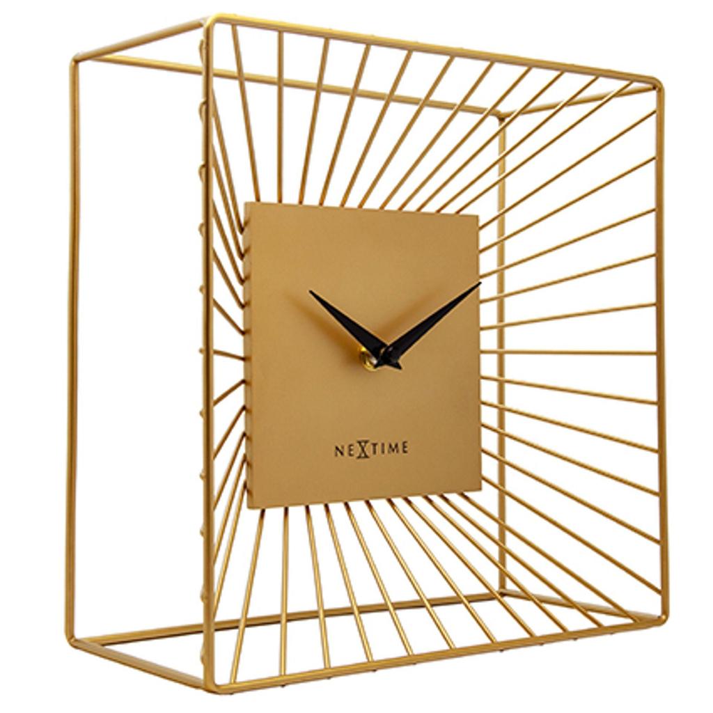 Nextime Vasco Metal Table or Wall Clock Gold - 25cm x 25cm x 12cm