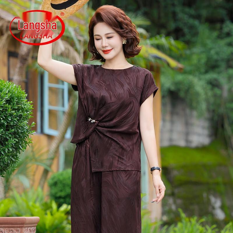 Langsha Women s Summer Short Sleeve T-shirt Two-Piece Set 3XL