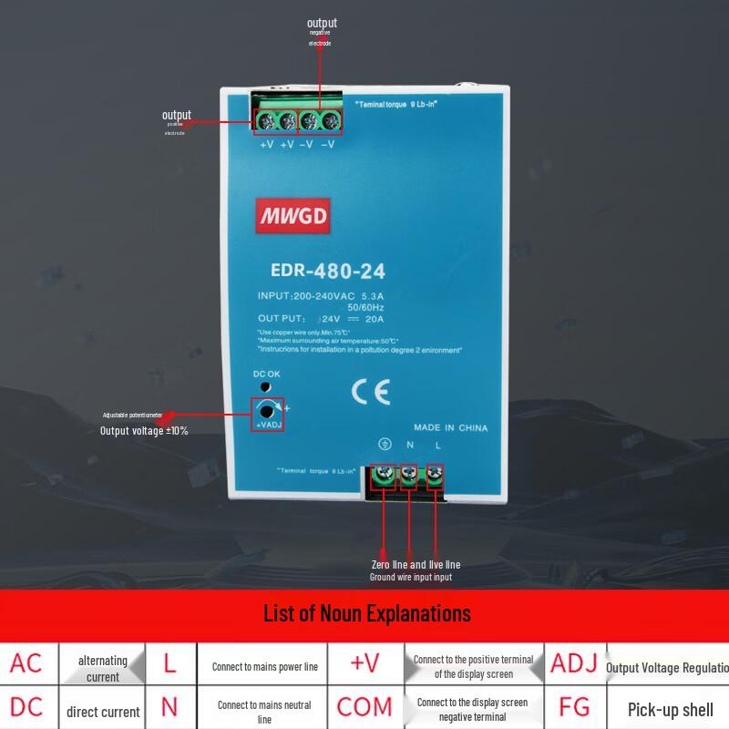 MWGD 120W 24V 5A Industrial DIN Rail Power Supply