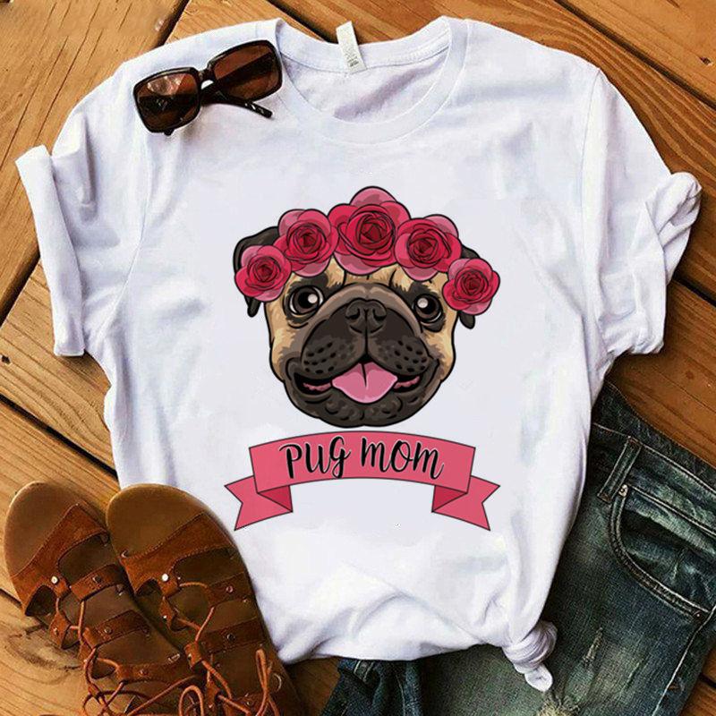 Casual Kawaii Animal Cartoon Cat Dog Graphic Womens T-Shirt 90S Summer Shirts Short Sleeve Loose White Blouse O-Neck Female Tops