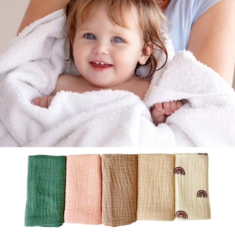 5Pcs Soft Breathable Cotton Baby Washcloths Newborns Bath Towel for Sensitive Skin Multi Use Burp Cloths 25x25cm
