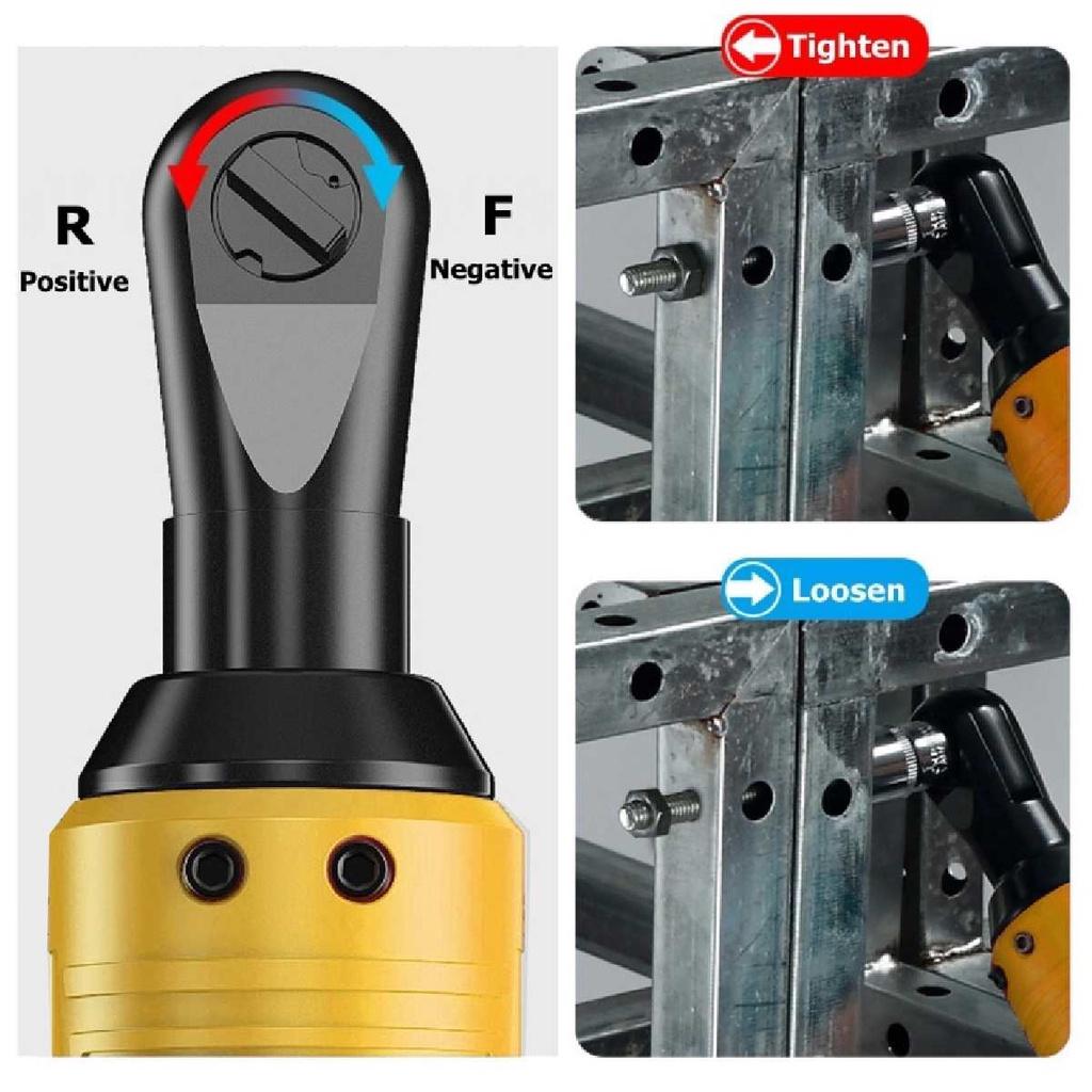 90° Electric Wrench Angle Drill Screwdriver 3/8'' 45NM Cordless Ratchet Wrench Scaffolding  With 2 Lithium-Ion Battery 12V