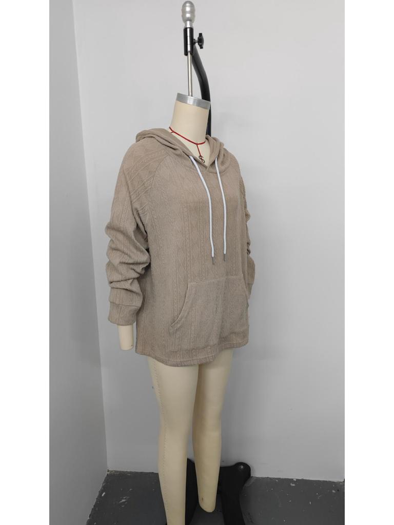 2025 Autumn/Winter Women's Plus Size Jacquard Loose Hooded Sweatshirt