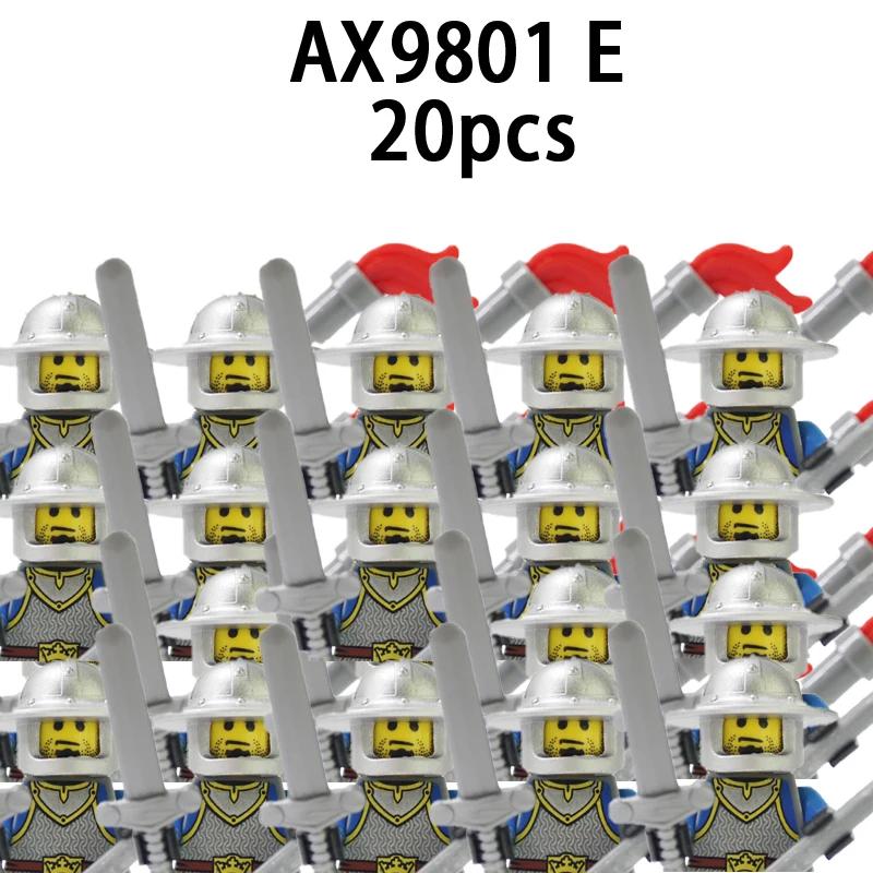 Medieval Military Roman Soldiers Figures Sets Castle Teutonic Knights Spartan Building Blocks Weapons Sword Shield Bricks Toys