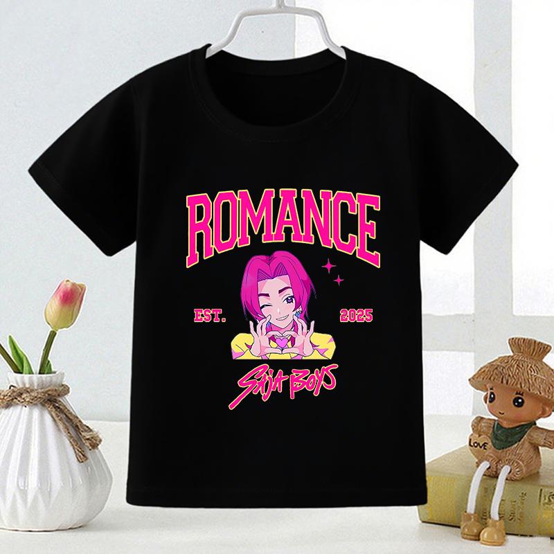 Kpop Łowcy Demonów Saja Chłopcy Nadruk Moda Dziecięcy T-shirt Dziewczęce Letnie Topy Ubranka dla Niemowląt Chłopców Czarne Dziecięce Koszulki z Krótkim Rękawem
