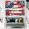 2D Red White Blue Floral Flag Backdrop God Bless America Patriotic Party Background