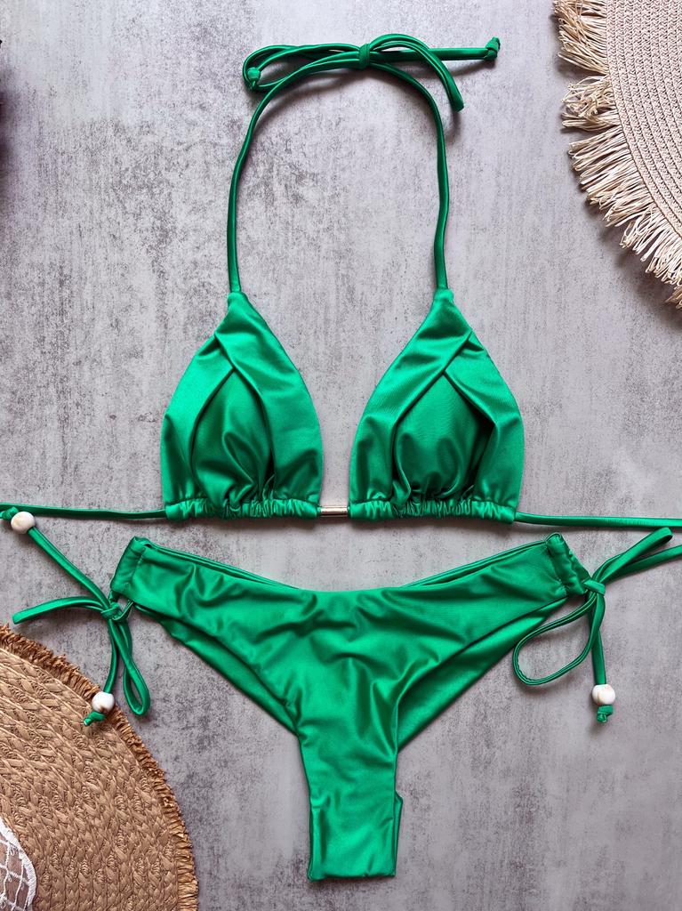 1011 European and American New Bikini, Solid Color Swimsuit, Beach Sexy Women's Swimsuit