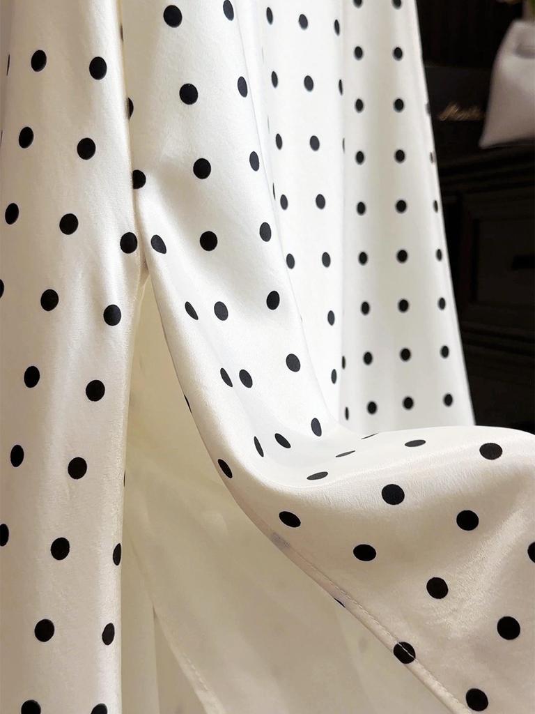 Polka Dot Satin Patchwork Midi Mermaid Skirt for Women - Spring/Summer 2026 Collection