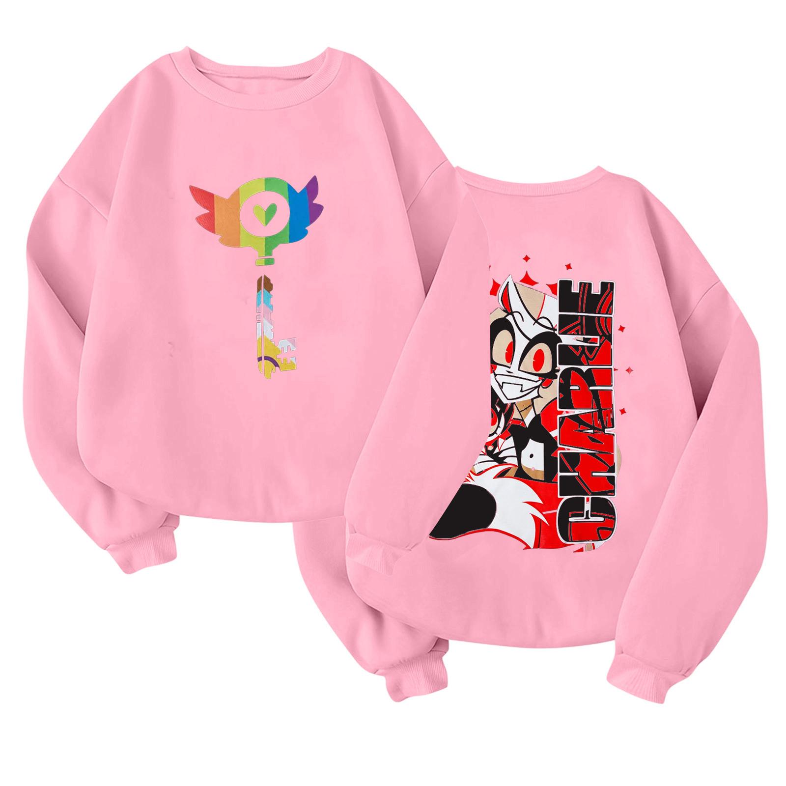 

Детский модный легкий пуловер с длинным рукавом и круглым вырезом с карманами, пуловер с принтом 140 розовый