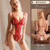 Sexy Underwear Three-point Hollow Temptation Open Gear Free Large Size Pajamas Women's European and American Perspective Lace Open Crotch