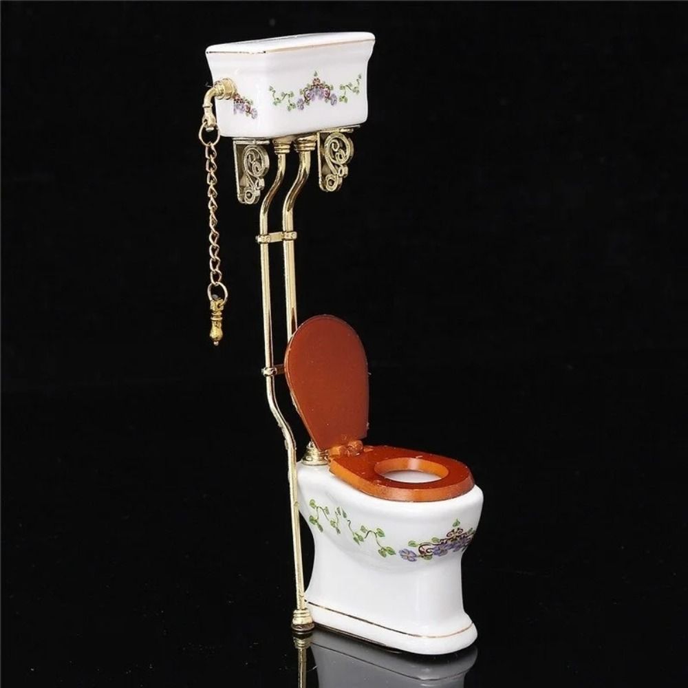 Simulation Miniature Bathroom Toilet White Porcelain Mini Toilet Furniture  Decoration