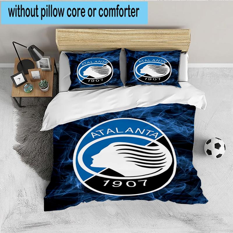 3PCS Football Atalanta Bedding set,Ideal For1pc Duvet Cover And 2pcs Pillowcases Perfect for Christmas gift,Ideal for Bedroom, Dormitory