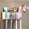 Multifunctional Toothbrush Holder And Mug Holder Wall Mounted Perforation-free Bathroom Shelf Mouthwash Cup Toothbrush Holder