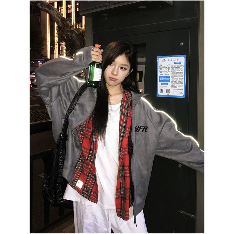 Suede jacket jacket women's new loose design casual baseball jersey men's and women's coats