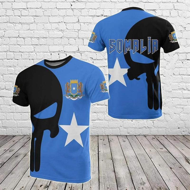 Somalia-Flaggen-Grafik-T-Shirts, Sommermode, kurzärmelig, 3D-Nationalemblem-Druck, lässige, lose Streetwear-T-Shirts