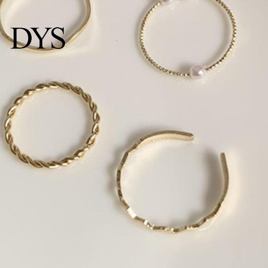 Knuckle Rings 5Pcs Finger Wavy Japan Korean Style Faux Pearls Jewelry Electroplating Stackable Set for Wedding Party Banquet Prom Women